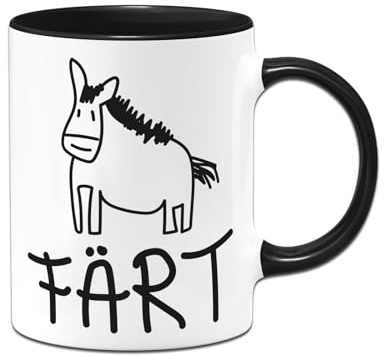 Färt - Pferde Tasse lustig - Geschenke für Pferdemädchen - Pferdetasse mit Spruch witzig - Pferdegeschenke für Reiter, Pferdeliebhaber, Deine Frau - Pferdemotiv (Schwarz)