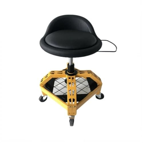 EGUIAS Rollhocker Werkstatt Rollhocker Rolling Creeper Sitz Mechaniker Hocker Stuhl Mit Werkzeug Tablett 300LBS Einstellbare Swivel Garage Hocker Auto Reparatur(Yellow)