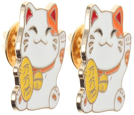 TOPPERFUN 2pièces Broche Chat Kawaii Épinglette Cartoon Adorable Pour Vêtements Accessoire Métallique Pour Et Femmes