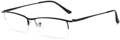 Nyxphy Halbrand Brille Kurzsichtige Fernbrille für Damen Herren Leichte Legierung Einstärkenbrille für Weitsicht (Schwarz, -1.00, Dioptrien)