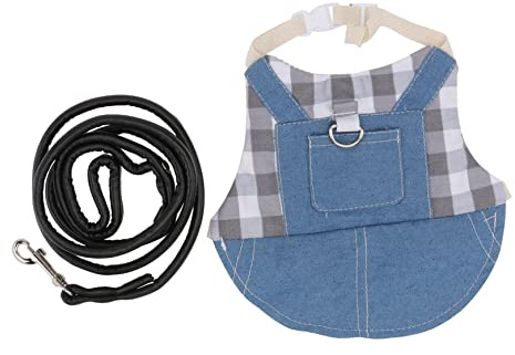 jojofuny Kaninchen Geschirr Leine mit Karierter Kleidung Verstellbar und Weich für Kleine Haustiere als Outdoor traktionsseil und Charmantes Bunny Kostüm für Zwergkaninchen und Kleintiere