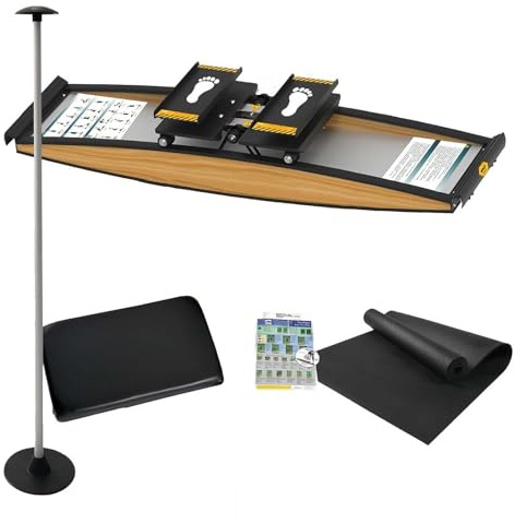BeoyNot Ski-Trainingsgerät,Indoor-Skisimulator für EIN authentisches Skierlebnis jederzeit 3D-Crosstrainer Einstellbarer Widerstand 150 kg Belastung mit Gehstock und Bodenmatte