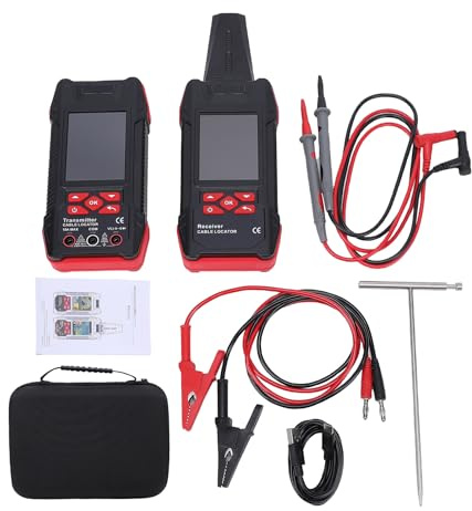 Spacnana Cable Locator, Wire Tracking Detector, Underground Wire Detector with Transmitter and for Buried Cables Pipes Detection 0-2m Depth, AC DC Voltage Measurement 10V-400V