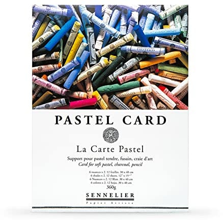 Sennelier Pastell trocken Karte (feinkörniges Schleifpapier) Pad 40 x 30 cm, 12 Blatt mit 6 verschiedenen Farben, 360 g