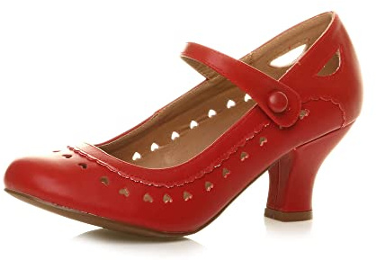 Ajvani Womens Ladies Low Kitten Heel Work Classic Court Shoes Size 8 41, Red Matt, 8 UK