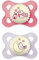 Mam Babyartikel mam night glow in the dunkle silikon schnuller rosa 0-6 monate 2-count Rosa / Weiß