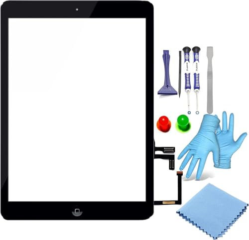 Touchscreen Glas Digitizer für iPad Air/iPad 5 A1474 A1475 A1476, inkl. 9-in-1 Profi Werkzeugsset - SCHWARZ