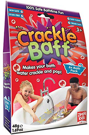 Zimpli Kids Crackle Baff, 6 Bath Pack, Magically makes your water Crackle, Pop & Change Colour, Party Bag Fillers Favours for Children, Creative Learning Toy, Sensory Bath Toy, Non-Toxic