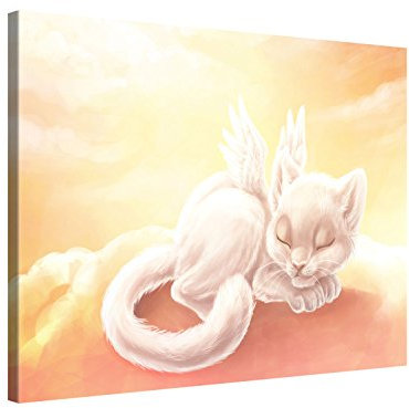 PICANOVA – Angel Kitty 100x75cm – Premium Leinwanddruck – Kunstdruck Auf 2cm Holz-Keilrahmen Für Schlaf- Und Wohnzimmer – Kollektion Kids Selection von Dolphy
