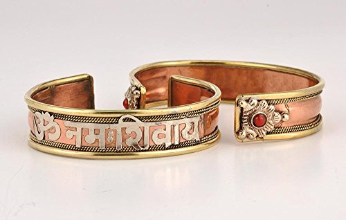 Ellwoods of Dumfries Om Namah Shivaya Healing Armreif, Messing, Braun und Gold, Unisex, Erwachsene, 13 cm, Einheitsgröße