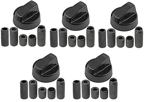 SPARES2GO Regler für Herde mit Backofen und Ceranfeld von Bush, Gorenje & Proline (schwarz, 1,2,3,4,5 oder 6 Stück) Pack Quantity: 5
