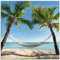 ARTland Wanddeko Glasbilder Wandbild Glas Bild einteilig 40x40 cm Quadratisch Strand Meer Südsee Karibik Palmen Insel Urlaub Natur Hängematte T4TO