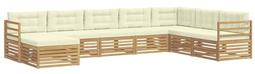 vidaXL Outdoor-Sofagarnitur mit Kissen 8 pcs Weiß und Creme Polyester, Garten, modernes Outdoor Sofa, Lounge-Ecke, Terrassenmöbel für entspannende Relax-Zeiten