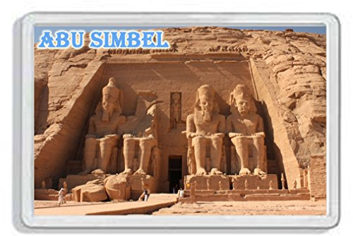 AWS PVC-Magnet Abu Simbel Ägypten Egypt Abu Symbal Souvenir Magnet Fridge Magnet Kühlschrankmagnet aus Hartplastik mit Bild Stadt Assuan Stadt archäologische Website Pharaoni Figuren