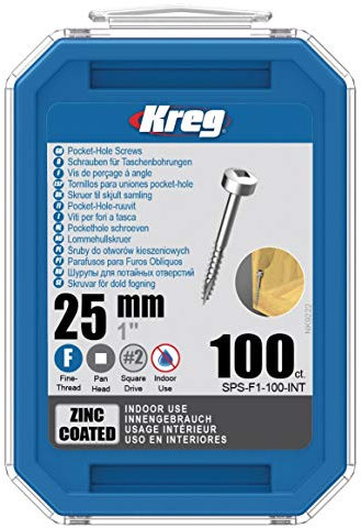 Kreg - 500 vis galvanisés - 6 x 25 mm - filetage fin - Maxi-Loc carré