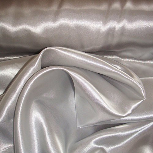Stoff-Kollektion - Satin Stoff Meterware aus Polyester - Polyestersatin Glänzend & Doppelseitig 150cm breit – Ideal zum Nähen von Kostümen, für Bekleidung, als Dekostoff etc. - Silber