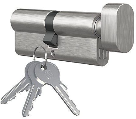 Knaufzylinder Türschloss Profilzylinder mit Knopf Knopfzylinder by MS Beschläge® (Vernickelt, 50x30mm)