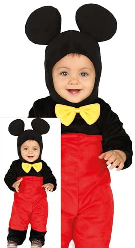 FIESTAS GUIRCA | Baby Mouse Fancy Dress (12-18 months) - Hat and Jumpsuit for Baby Boy - Ideal for Parties, Events and Mouse Celebrations - Children's Costumes - Black and Red