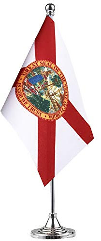 GentleGirl. USA Florida State Flag Florian FL Flagge, kleine Mini Florida State Flag Desk Flag Stick Office Table Flag on Stand Base,Festival Events Celebration,Home Decoration