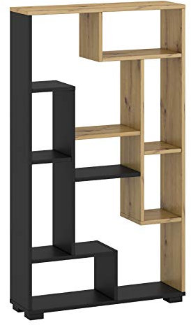 GLmeble Regal Raumteiler Bücherregal Wandregal Standregal Aktenregal Hochregal Aufbewahrung Regal RTV Verschiedene Dekore schwarz Eiche Farbkombination multicolour H 120 cm