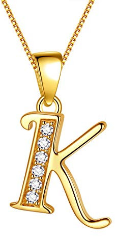 Aurora Tears Buchstabe K Halskette 925 Sterling Silber 18 Karat vergoldet Initiale K Alphabet Anhänger mit Zirkonia Schmuck Dating für Frauen DP0045K-Y