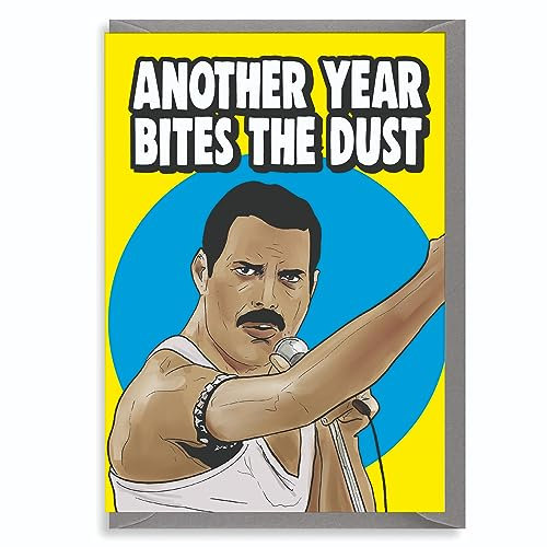 Queen Freddie Mercury card - Another year bites the dust - Birthday, Music, Funny - IN86