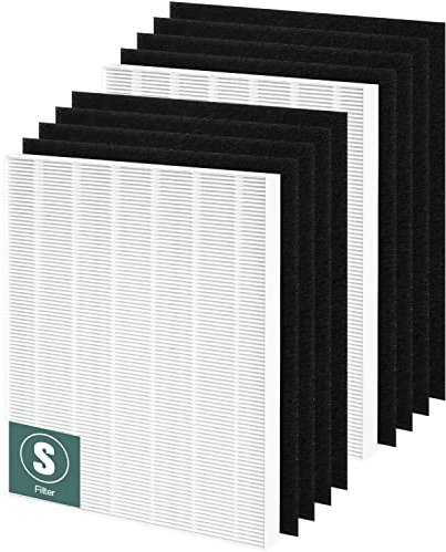 C545 True HEPA Replacement Filter S Compatible with Winix C545 Air Purifier Replacement for Winix S Filter Part 1712-0096-00, 2 x True HEPA Filter + 8 x Activated Carbon Pre-Filter
