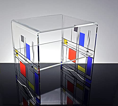 Slato Moderner Couchtisch für Wohnzimmer oder Schlafzimmer aus transparentem Acrylglas mit Aufdruck Era
