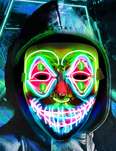 yumcute LED Mask with 3 Lighting Modes - Lightweight Halloween & Party Mask for Carnival, Festival, Masquerade, Cosplay