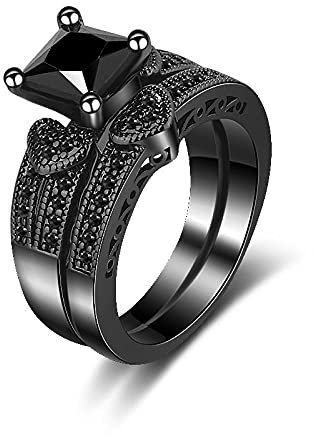 Ringe Schmuck Schwarzgold-Set.-Schwarzer Stein_Nummer 6