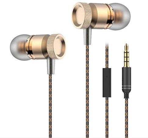 Metal Earphones for Sony Xperia 5 III with Microphone Hands-Free Kit Universal In-Ear Headphone Jack (Silver)