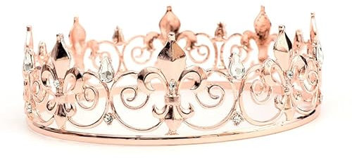 Royal Full King Krone Metall Kronen und Tiaras für Männer - Cosplay, Hochzeit, Prom Party Dekorationen Kopfbedeckungen Zubehör (Rosé Gold)