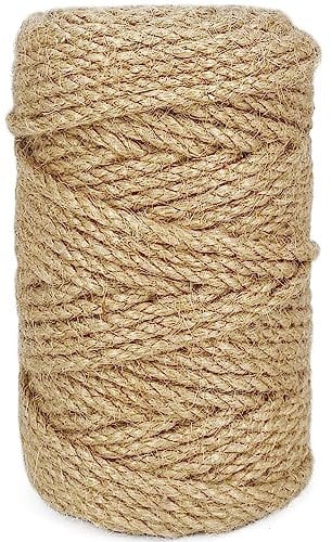 Leecogo Juteseil, 4 mm, strapazierfähig, dick, für Gartenarbeit, Kunst, Handwerk, Verpackung, Bündelung, Recycling und Heimdekoration, Braun