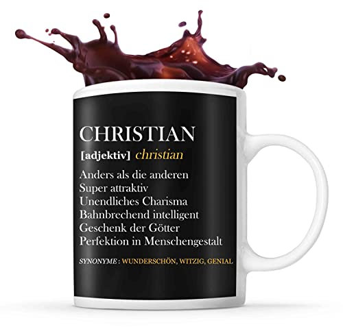 Tasse Christian | Definition Vorname | Tasse mit Spruch lustig Fun Tasse Geschenkideen fürs Büro zum Geburtstag Jubiläum Kaffeetasse Bürotasse