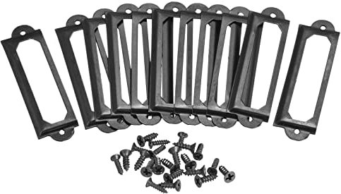sourcing map 10 Stück Etikettenhalter aus Metall Datei Namenskarten Rahmen für Büro Ersatz Schwarz 60 x 17 mm