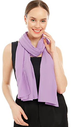 Chiffon Schal Damen Helles Lila - Seidenweich und Federleicht - Eleganter Halstuch Schal - Polyester Tuch Halstuch Damen Frühling Sommer - Pflegeleichtes Schaltuch - Damenschal Leicht (Helles Lila)