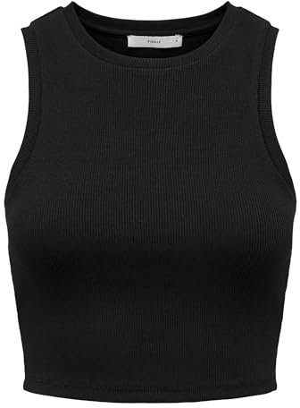 ONLY Onlvilma S/L Cropped Tank Top Jrs Noos, Maglietta e Top Donna, Nero, S