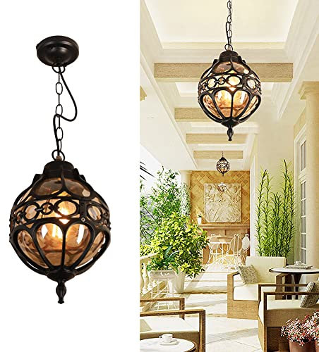 Vintage Pendelleuchten für draußen Wasserdichte Aluminium Decke Hängelampe Indoor Pendelleuchte Kronleuchter für Balkon Innenhof Türöffnung (Black,7)