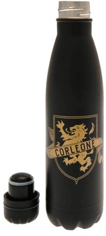 The Godfather Water Bottle (Make An Offer Design) Metal Water Bottle 540ml - Official Merchandise, Black/Gold