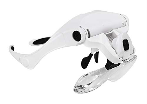 Lupe mit 2 LED Licht Stirnbandlupe Lupenbrille mit 5 abnehmbaren Linsen 1X bis 3.5X Kopflupe Brillenlupe mit Beleuchtung Kopfbandlupe Stirnlupe für Lesen Handwerk Elektriker Juweliere Nähen Reparatur
