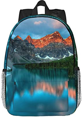 RVENU Banff National Park bedruckter Rucksack, leichter Laptop-Rucksack, Reisetasche, für Unisex 38,1 cm (15 Zoll), Schwarz, Einheitsgröße