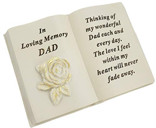 Angraves Special Dad Memorial Graveside Book Plaque Ornament with Brushed Gold Rose