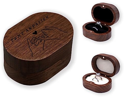 LAIFU Personalisiert Ringkissen Hochzeit Holz mit Namen & Datum Personalisiert für Eheringe mit Gravur