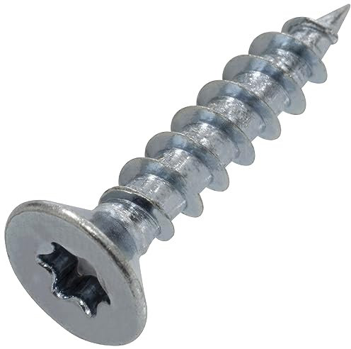 AERZETIX - C68216 - Lot de 25 Vis autotaraudeuses pour bois à tête fraisée Ø3.5x18 mm à empreinte étoile TX - en acier zingué