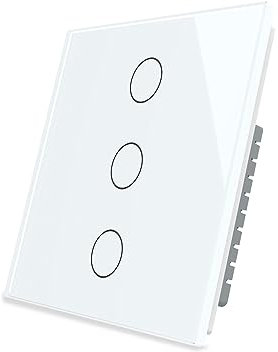 LIVOLO Interrupteur électrique tactile moderne en verre cristal blanc unipolaire avec indicateur LED, sans neutre, 3 interrupteurs 1 voie
