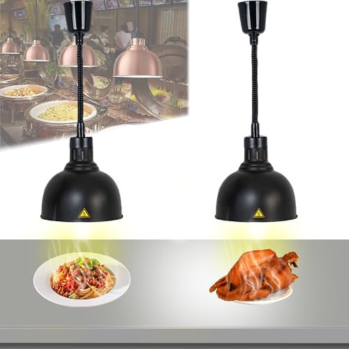 Lampada Riscaldante per Alimenti, Sospesa Lampade Scaldavivande Cucina Retrattili, 250W Lampade Riscaldanti per Cucina a Buffet per Ristoranti, Cucine, Hotel (25CM, 2 Pezzi)