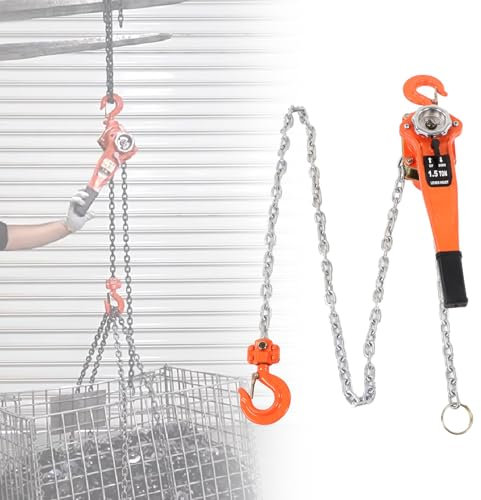 Hebel-Kettenzug 1.5T/3300LBS 2.5m Manuelle Ratsche Kettenzug Hebezeug Robuster Kettenblock für den professionellen Baueinsatz Hebe- und Transportarbeiten