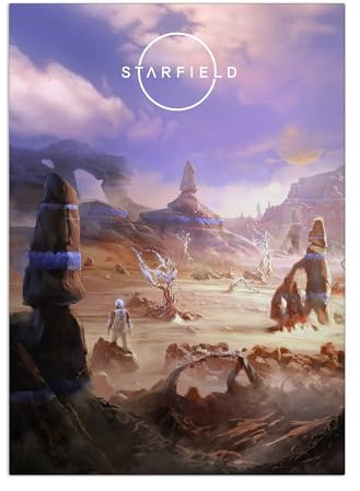 Displate - Poster aus Metall - Einfache Montage ohne Bohren - Starfield - Desert Biome - Größe M - 32x45cm Matt