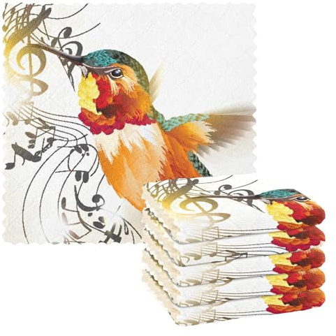 Mnsruu Mikrofaser Reinigungstücher Kolibri Musik Wiederverwendbare Geschirrtücher zum Abwasch 6 Pack Schwedisches Geschirrtuch Mikrofaser Reinigungstücher Waschbar Staubwedel Lappen Tuch Zuhause