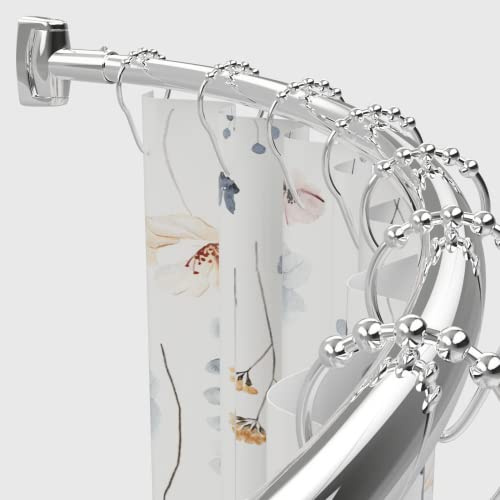 Chrsouly Barra de cortina de ducha curvada ajustable de 30 a 50 pulgadas, barra de ducha de acero inoxidable de alta calidad para baño, necesita taladrar, color plateado